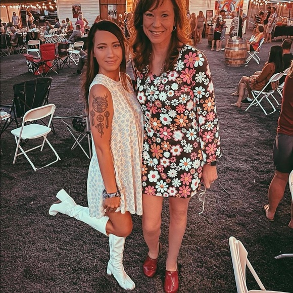 Red Lolly Blue Polka Dot Swing Dress - Picture 5 of 5